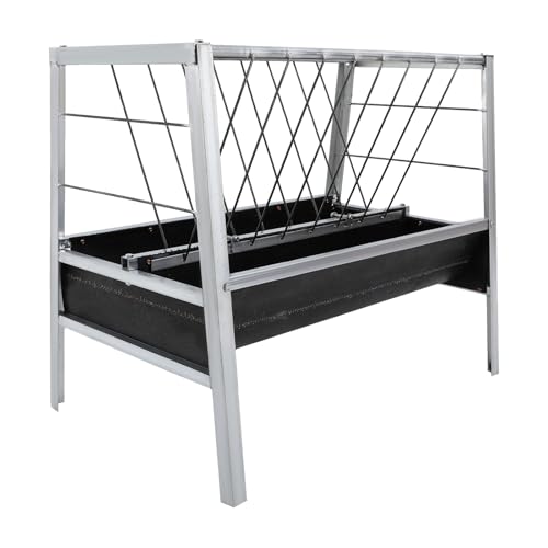 Large Capacity Feed Trough, 40" Long Livestock Hay Feeder Heavy Duty 2-in-1 Pasture Hay Feeder Heavy Duty Steel for Sheep Farms Sheds
