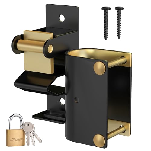 JIAHOO One Way Farm Gate Latch, Heavy Duty Gate Latch for Metal Tube Gates | Lockable Livestock Gate Hardware, For Cattle Gate Horse Corrals, Ranches, Pastures, Pet Cages, with Brass Padlock & 3 Keys - style: One Way Latch & Padlock