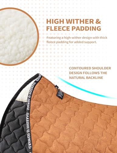 Harrison Howard Far Infrared Saddle Pad with Ceramic-Infused Heat Reflection Western Saddle Pad for Daily Riding Training - color: Brown