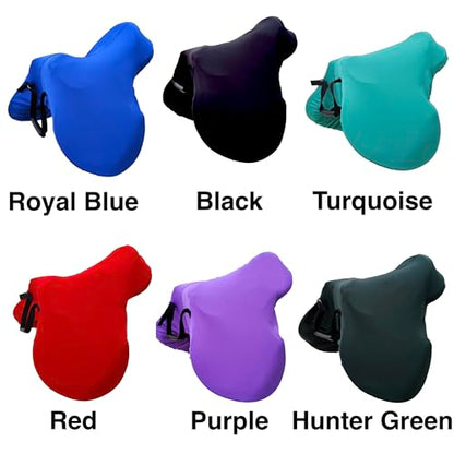 Majestic Ally English Saddle Cover with Adjustable Handle, 4-Way Stretch Spandex/Elastane Fabric, Multiple Colors (Red) - color: Red