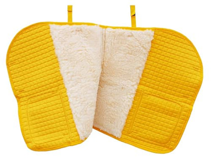 Horse English Quilted Faux Fur All-Purpose Saddle Pad Yellow w/ Pockets 72152YL