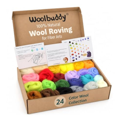 Woolbuddy Wool Roving Set for Needle Felting, 24 Colors Merino Wool Kit - color: 24 Wool Kit