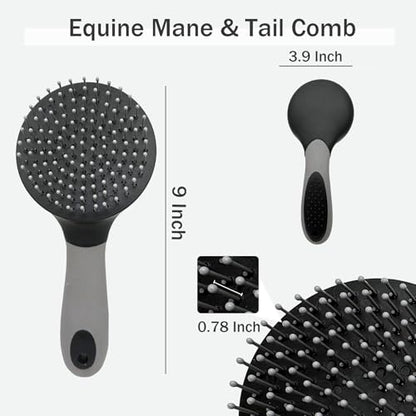 Horse Mane & Tail Combs Horse Brushes Shedding Brush Grooming Tool for Equine Long Haired Dogs (Black) - color: Black