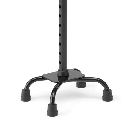 Medline Folding Quad Cane, Small Base, Quad Base for Greater Stability, Skid-Resistant Rubber Tips, Lightweight Aluminum, Black - size: Small Base