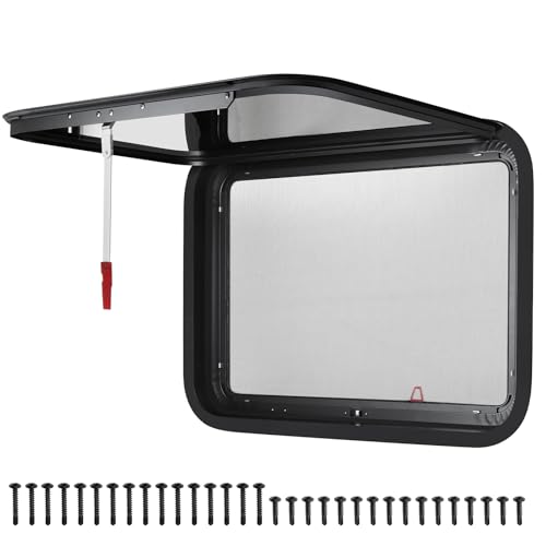 RV Exit Windows,30"W x 22"H RV Emergency Exit Windows for Cargo Trailer | Camper Cargo Trailer Window Replacement w/Net Screen and Trim Ring,Fit 1" or 1-1/2" Thick Wall,Allow Error 1/16”,DOT Approved - size: 30"W x 22"H