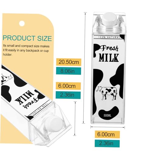 Cabilock Printed Milk Bottle 8.07In Leakproof Milk Storage Container Compact Beverage Jug for Cold Drinks Juice Tea Portable Travel and Refrigerator Use
