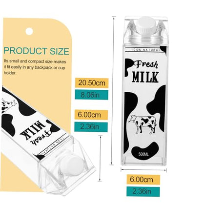Cabilock Printed Milk Bottle 8.07In Leakproof Milk Storage Container Compact Beverage Jug for Cold Drinks Juice Tea Portable Travel and Refrigerator Use