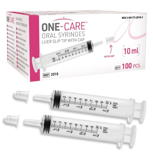 ONE-CARE Oral Syringe, 10 mL, Slip Tip, with Cap, 100 Count - size: 10 ml Black Scale
