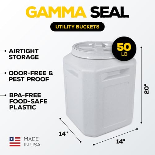 Vittles Vault Gamma Seal Dry Pet Food Storage Bin, up to 50 lbs | For Wood, Pellet, Charcoal and Food, Indoor or Outdoor Utility Bucket, Plastic, Made in the USA