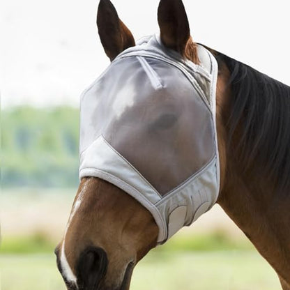 Harrison Howard CareMaster Horse Fly Mask Large Eye Space Standard Moonlight Silver Medium Cob - color: Moonlight Silver, size: Cob (Medium)