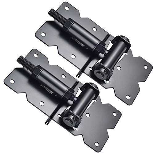 Self Closing Gate Hinges Heavy Duty, 90 Degree Adjustable, 4Pcs - color: Black(2pcs)