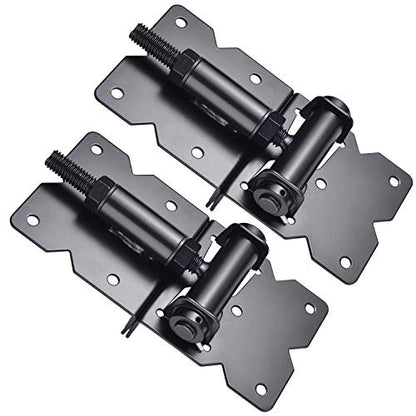 Self Closing Gate Hinges Heavy Duty, 90 Degree Adjustable, 4Pcs - color: Black(2pcs)