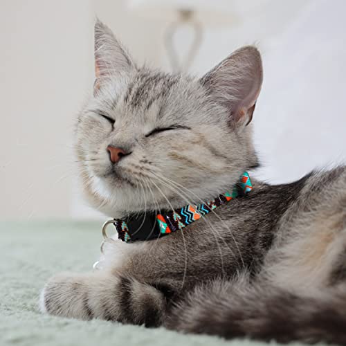 Tribal Aztec Cat Collar 2-Pack, Breakaway with Bell - color: Ethnic + Tribal