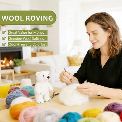 3.4oz Needle Felting Wool Calla Green for DIY Needle Craft Enthusiasts - color: Calla Green