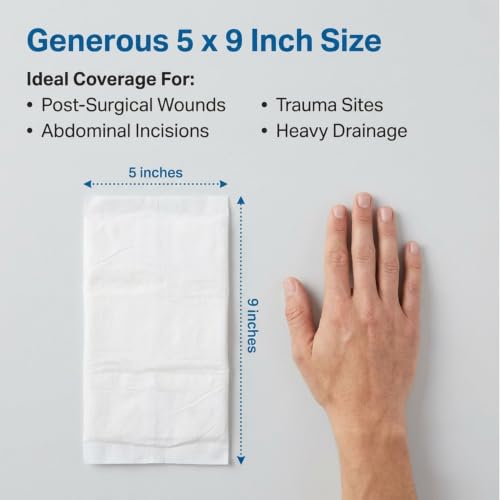 McKesson Sterile Abdominal- ABD Pads 20, Post Op, 5 x 9 in, 20 Pack | Individually Wrapped Wound Dressing, First Aid Pads Surgical-Grade, Nonstick-for Heavy Leakage, Nonwoven Cellulose