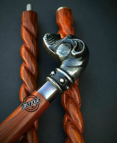 Brass Handle Victorian Telescope Foldable Wooden Walking Stick Cane Ideal Vintage Gift Men Women Father/Mother - style: Bulldog