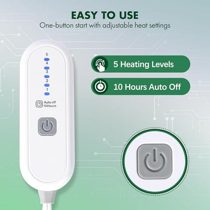 Electric Heated Blanket Twin Green, 10Hrs Auto-Off, ETL Certified - color: 05 - Green, size: Twin - 62" x 84"