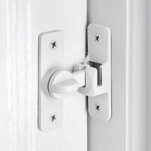 Matte White Aluminum Alloy Gate Lock,90/180 Degree Barn Door Latch - color: Matte White