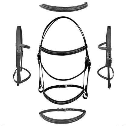 Majestic Ally Padded Raised English Bridle, Premium Leather, Matching Laced Reins - color: Black, size: Full