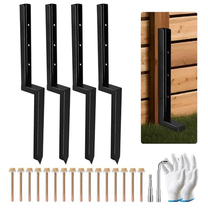 4-Pack 2" Width Fence Post Repair Kit, 34in Total Length Ground Spike Anchor for Wooden Post Repairing Tilted/Broken Posts - size: 2'' 4 Pack