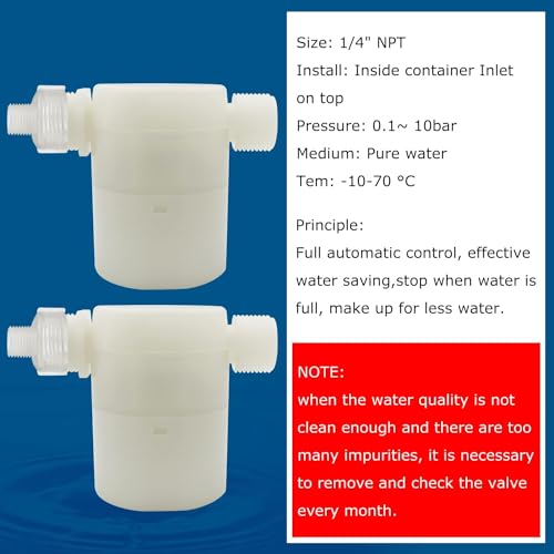 Water Float Valve, Water Level Control Water Tank Traditional Float Valve Upgrade 2 PCS (side inlet, 1/2" to 1/4") - color: side inlet, size: 1/2" to 1/4"