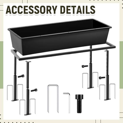 Geelin 2 Pack 38.6 Inch Livestock Feeding Trough, 11 Gal Water 66 Lbs Feed | Water and Feed Use, Adjustable Stand, Non Slip Spill Proof, Metal Plastic Construction, Horses Goats Sheep Cattle, Farm Use