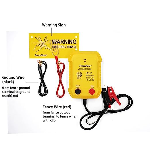 FenceMate Battery Powered Electric Fence Charger Output 0.5J up to 10 Miles - style: 0.5J, 12V battery not included