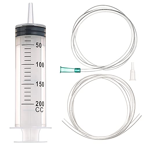 200ml/cc Syringes with Tube 40 Inch Handy Plastic Tubing and Adapter Tip - size: 200ML/CC