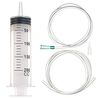 200ml/cc Syringes with Tube 40 Inch Handy Plastic Tubing and Adapter Tip - size: 200ML/CC