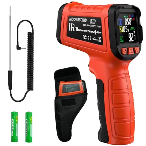 58°F to 1796°F Infrared Thermometer Gun, Dual-Mode 16:1 - color: Orange/-58°F to 1796°F and -58°F to 572°F-holster