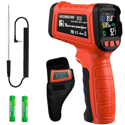 58°F to 1796°F Infrared Thermometer Gun, Dual-Mode 16:1 - color: Orange/-58°F to 1796°F and -58°F to 572°F-holster