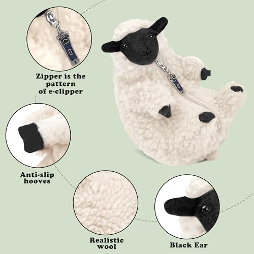 Cute Shaved Sheep Stuffed Animal, Kawaii Lamb Plushie Toy for Teen Kid Girl - color: Blackwhite