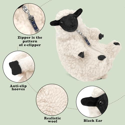 Cute Shaved Sheep Stuffed Animal, Kawaii Lamb Plushie Toy for Teen Kid Girl - color: Blackwhite