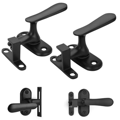 2 Pack 360 Degree Flip Bathroom Stall Latch for Inside Door | 3 Locking Methods Stainless Steel Barn Door Latch Heavy Duty Gate Hardware (Matte Black) - color: Matte Black