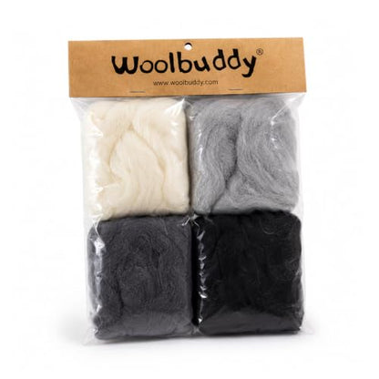 Woolbuddy Wool Roving Kit for Needle Felting (Winter) 4 Colors Natural Wool - color: Wool Bag Winter