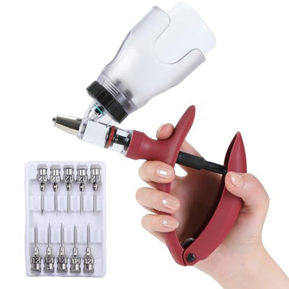 5ml Continuous Self-Refilling Livestock Syringe, 10 Needles Included - color: Rose Red