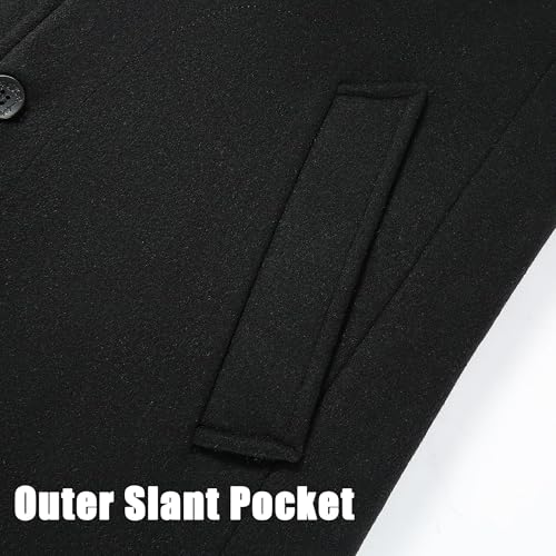 APTRO Men's Full Length Trench Coat Long Wool Overcoat Winter Windbreaker - color: Solid Black, size: X-Small