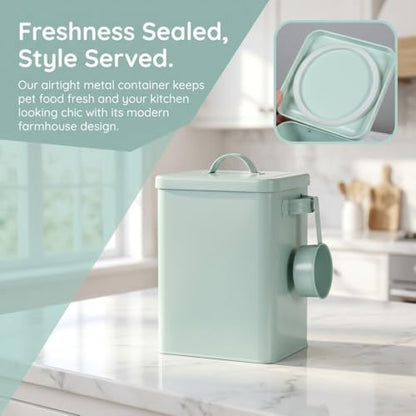 Galvanized Iron Pet Food Container Moistureproof Pet Snack Organizer Airtight Seal Dry Food Storage for Cats and Dogs(Green) - color: Green