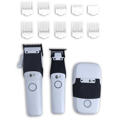 TPOB Professional Barber Clippers Go Edition Clipper Trimmer Shaver Set (White) - color: White