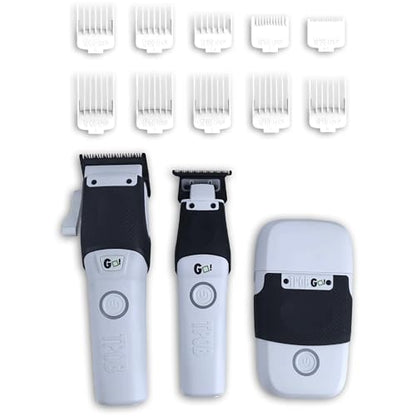 TPOB Professional Barber Clippers Go Edition Clipper Trimmer Shaver Set (White) - color: White