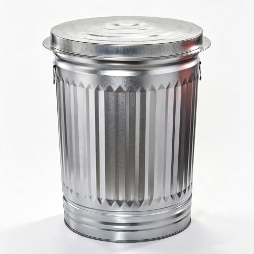 31-Gallon Steel Trash Can, Outdoor/Indoor Garbage Bin with Lid