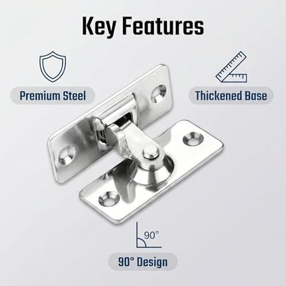 Door Hasp Latch 90 Degree, Stainless Steel Safety Angle Locking Latch for Push/Sliding/Barn Door, Satin Nickel