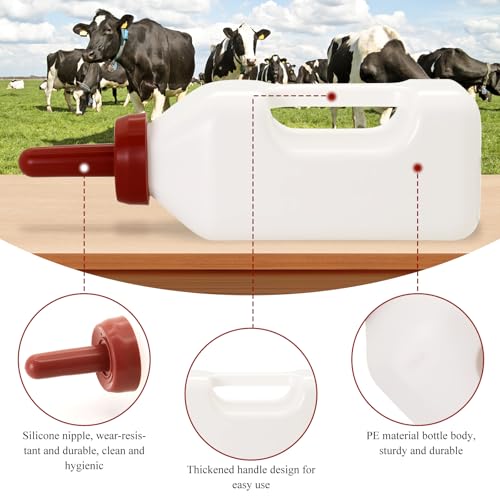 2 Quart Calf Nursing Bottle with Replacement Rubber Nipple Easy-Grip Handle