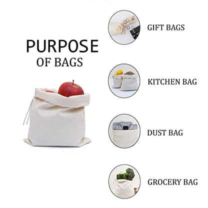 Premium Cotton Muslin Bags, 100% Organic Cotton with Single Drawstring. Premium Quality Reusable Eco-Friendly Natural Muslin Bags. (50, 12x20 Inhces) - size: 12 x 20 Inches