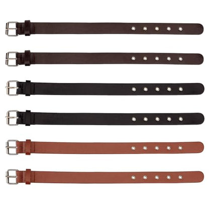 FINGERINSPIRE 6Pcs PU Leather Stirrup Straps Black/Coffee/Brown 2 Size