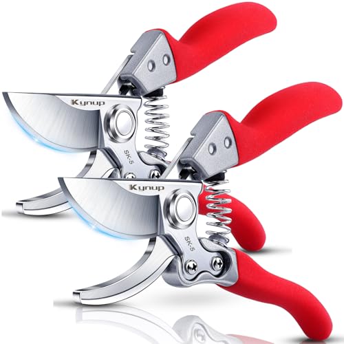 Kynup 2Packs Pruning Shears for Gardening, Garden Shears Scissors Heavy Duty, Bypass Pruner Hand Shears, Tree Trimmers Secateurs, Garden Clippers for Plants, Hedge Shears, Garden Tools (Red) - style: Modern 2Pack Red
