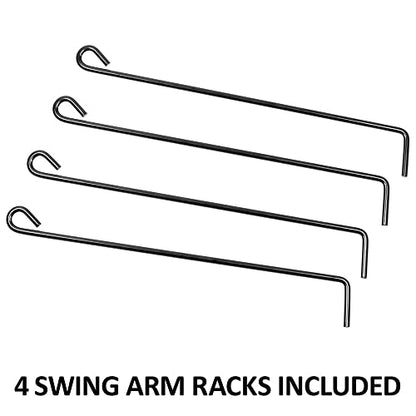 EASY-UP 4 Arm Swing Blanket and Pad Rack | Freestanding Portable Saddle Pad Rack for Horse Shows & Barns | Holds 4 Blankets or Pads | Removable Arms | Stable with T-Bar Base