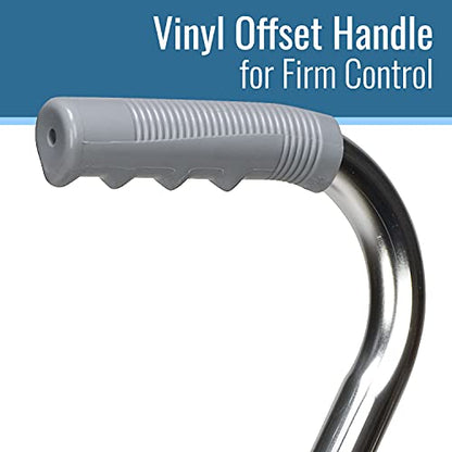 DMI Walking Cane for Adult Men and Women, FSA Eligible, Lightweight and Adjustable, Ergonomic Hand Grip and Wrist Strap - color: Silver