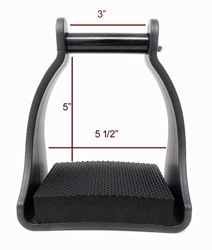 AJ Tack Polymer Trail Stirrups, Black, Shock-Absorbing Cushioned Foot Pads, 4 Neck Sizes, Lightweight, Western and English, Trail and Endurance Riding | All-Day Comfort with Shock-Absorbing Pads, Helps Reduce Rider Fatigue, Lightweight & Durable, Black