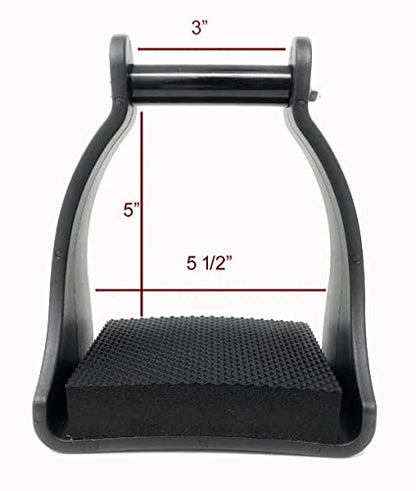 AJ Tack Polymer Trail Stirrups, Black, Shock-Absorbing Cushioned Foot Pads, 4 Neck Sizes, Lightweight, Western and English, Trail and Endurance Riding | All-Day Comfort with Shock-Absorbing Pads, Helps Reduce Rider Fatigue, Lightweight & Durable, Black